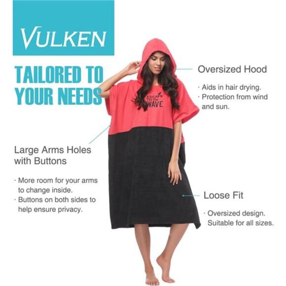 Extra Large Thick Hooded Beach Towel Changing Robe. Surf Poncho Women - Picture 3 of 8